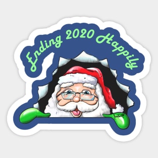 Santa Claus End 2020 happily 3D gift Sticker